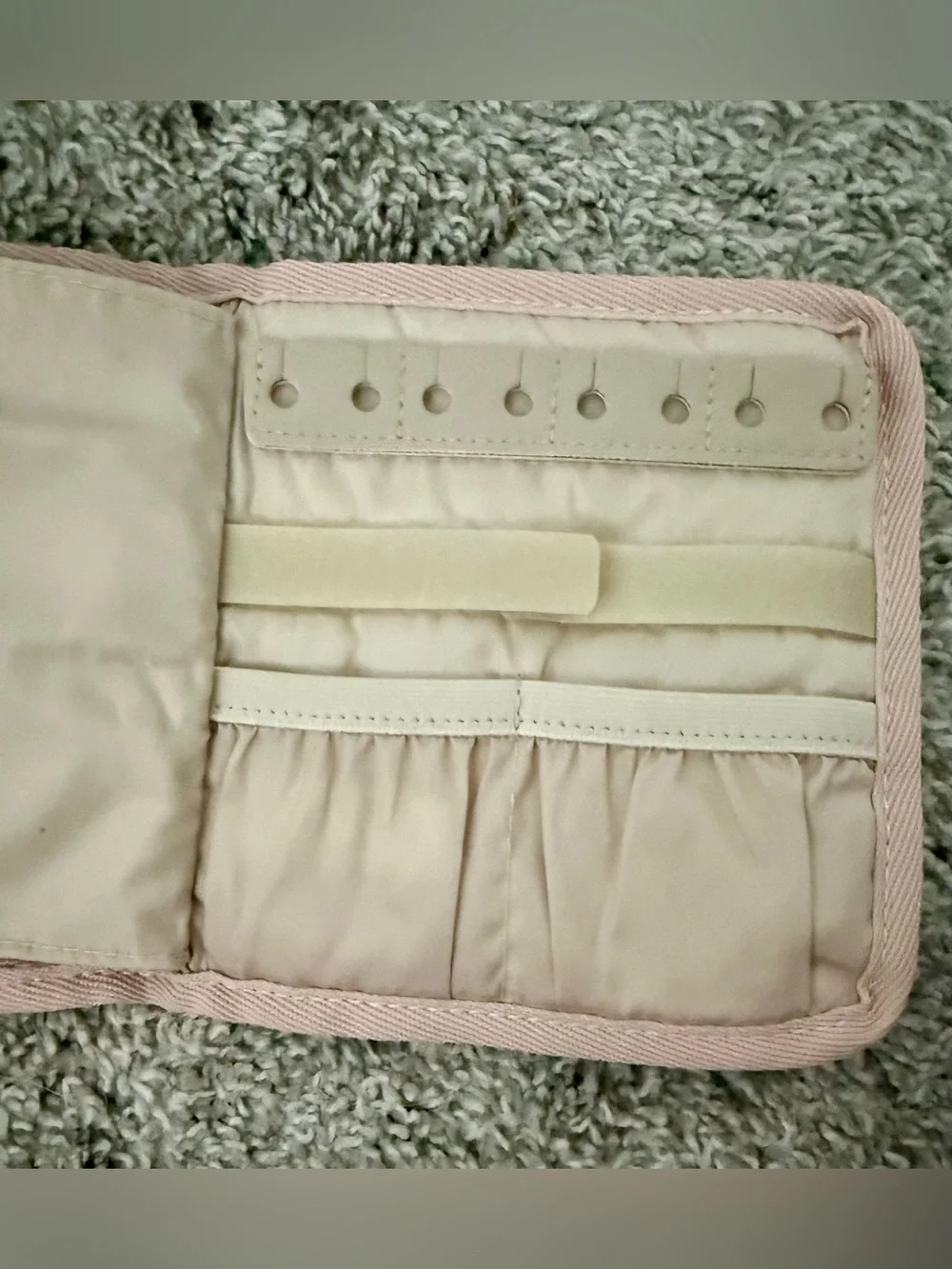 Pink Quilted Travel Jewelry Roll
